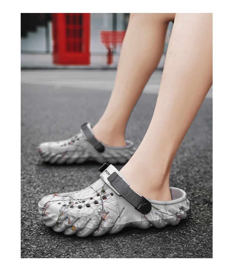 One Shoe, Two Wear, Fashionable Large Size Cross-Border Clogs, Men's Outer Wear, Casual Toe-Toe Slippers, Outdoor Trendy Men's Beach Shoes