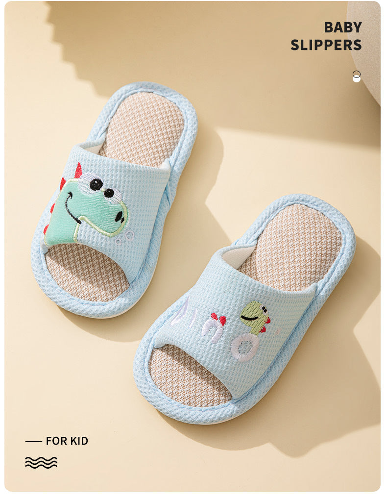 Small Dinosaur Boys and Girls Baby Open Toe Thickened Non-slip Pvc Summer Linen Sandals