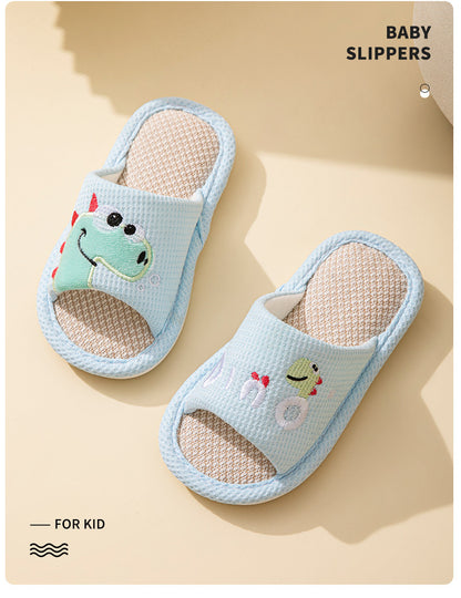Small Dinosaur Boys and Girls Baby Open Toe Thickened Non-slip Pvc Summer Linen Sandals