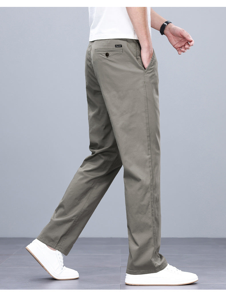 Binhaolu Men's Clothing High-End Pure Cotton Casual Pants for Men, Autumn and Winter Style with Fleece, New Business Style Men's Pants in Navy Blue