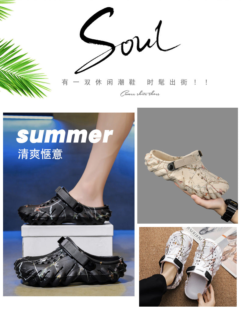 One Shoe, Two Wear, Fashionable Large Size Cross-Border Clogs, Men's Outer Wear, Casual Toe-Toe Slippers, Outdoor Trendy Men's Beach Shoes