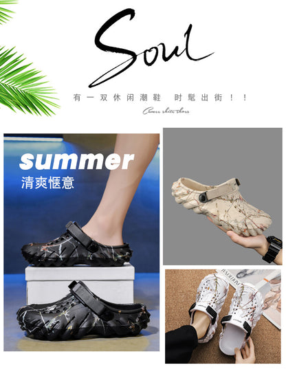 One Shoe, Two Wear, Fashionable Large Size Cross-Border Clogs, Men's Outer Wear, Casual Toe-Toe Slippers, Outdoor Trendy Men's Beach Shoes
