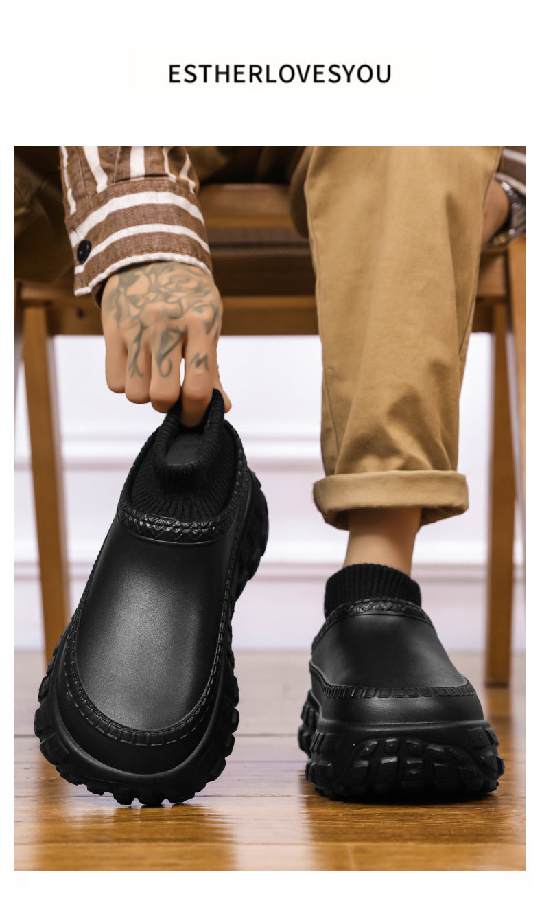 Winter Cross-Border Thick-Soled Cotton Slippers for Couples with Tire Soles, Warm Socks and Shoes for Men, Cotton Tow