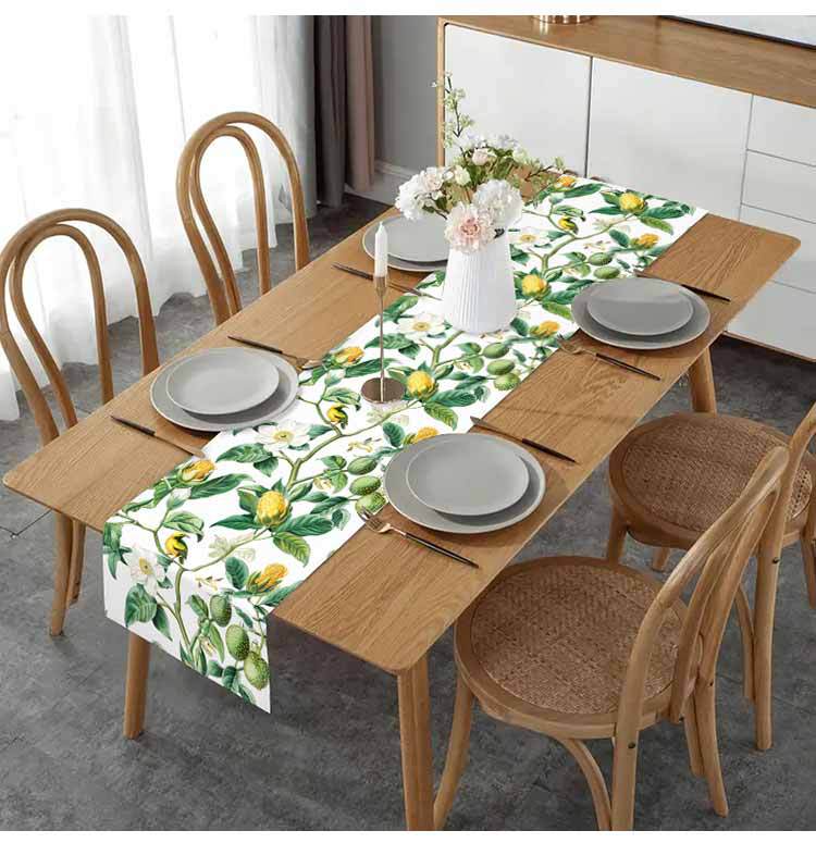 Cross-border new passion fruit table runner American Amazon linen living room coffee table dining table table mat decorative tea tablecloth