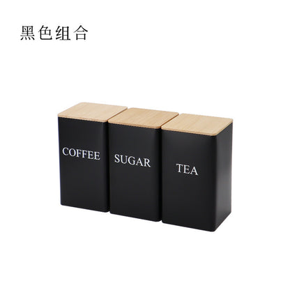 TEA,COFFEE,SUGAR Combination suit Tea Tea Coffee Candy Tinplate Box Jar Tea Bag Capsule Storage