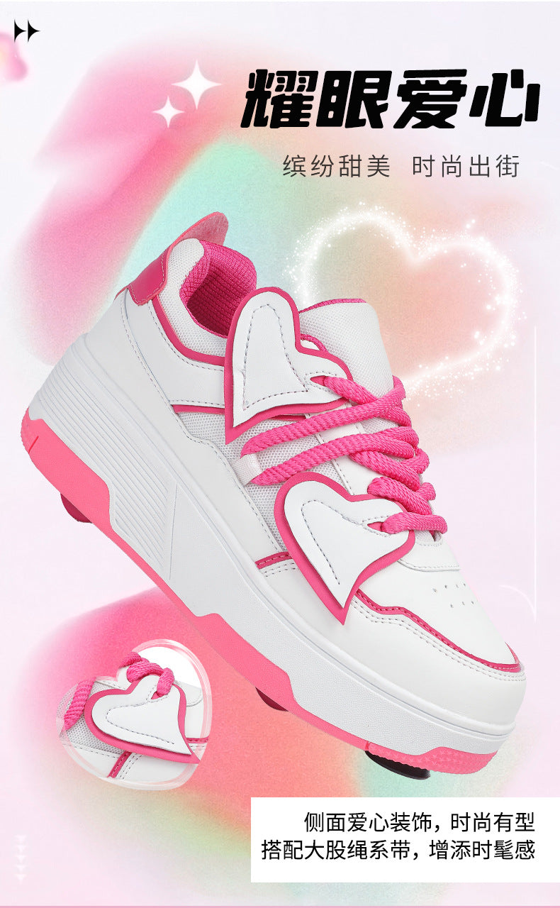 Cross-Border Supply of New Children's Four-Wheel Roller Skates for Girls and Primary School Students with Brakes and Invisible Pulley Sports Shoes