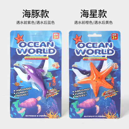 Cross-border new temperature-variable marine animal model meets warm water color change dolphin shark starfish model toy wholesale