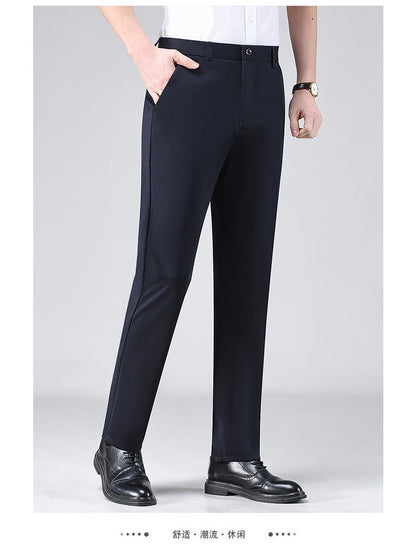 Live popular Tiger head summer thin men's casual pants men's straight business dad suit pants men's stretch long pants