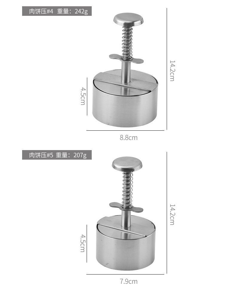 Amazon Hamburger Meat Press Push-Type Round 304 Stainless Steel Manual Meat Press Mold Household Kitchen Tools