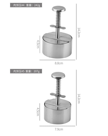 Amazon Hamburger Meat Press Push-Type Round 304 Stainless Steel Manual Meat Press Mold Household Kitchen Tools