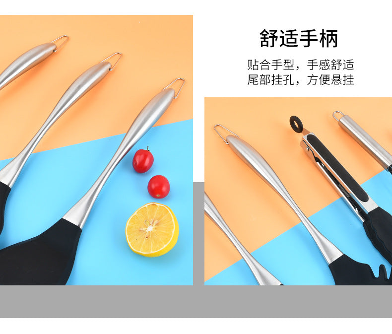 Food Grade Silicone 11 Pieces Kitchenware suit Stir-frying Shovel Non-stick Pan Silicone Colander Pot Stir-frying Spoon Soup Spoon