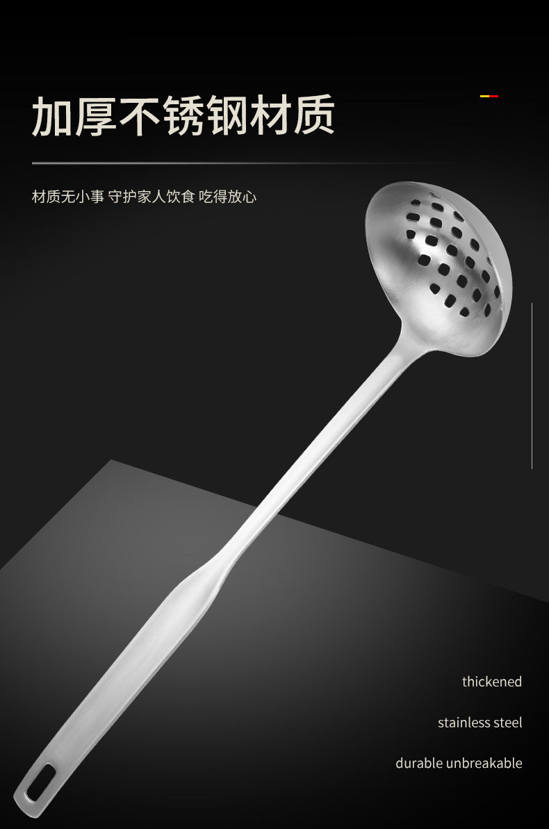 304 Stainless Steel Soup Spoon Hot Pot Colander Household Thickened Large Spoon Long Handle Porridge Spoon Porridge Spoon Drinking Soup Spoon