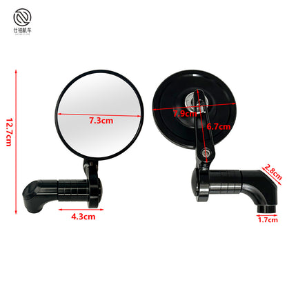 Motorcycle modified CNC rearview mirror retro double-layer small round mirror universal electric car reflector rearview mirror