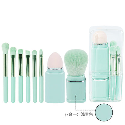 New Eight-In-One Mini Makeup Brush Set Portable Retractable Boxed Eye Shadow Brush Loose Powder Brush Concealer Brush
