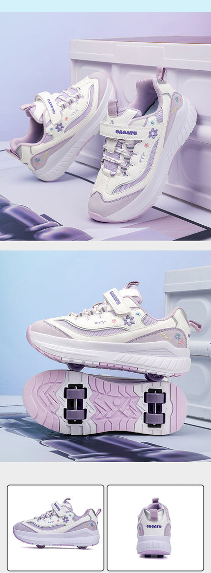 Girls' Heelys Sneakers 2025 Mesh Children's Shoes for Older Kids Roller Skates Girls' Four-Wheel Skates