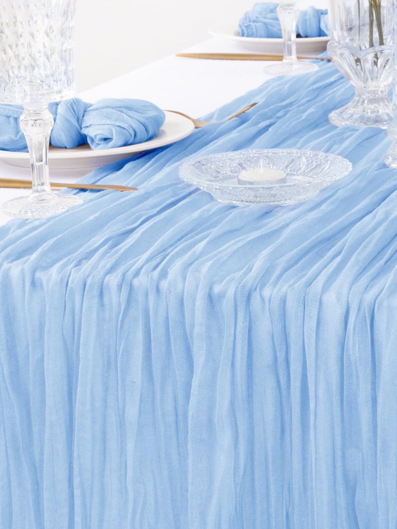 Cross-border foreign trade wholesale Bali yarn wrinkled table flag twist table flag tablecloth wedding party decoration wrinkled table flag
