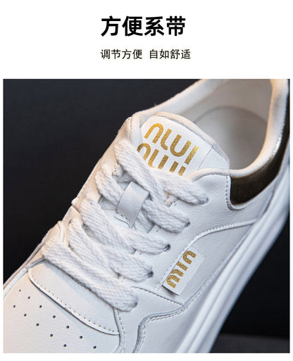 Thick-Soled White Sneakers for Women 2026 Spring and Autumn Hot-Selling Genuine Leather Breathable Sneakers for Women, Super Popular Versatile Casual Platform Shoes