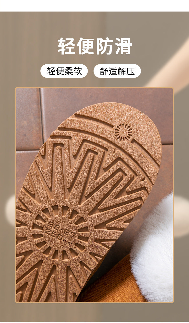 Cotton Slippers for Women in Autumn and Winter, Warm Outer Wear, Thick-Soled Velvet, Non-Slip Bags, Comfortable Home Indoor High-Heeled Cotton Shoes