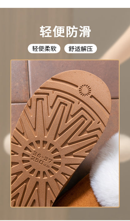 Cotton Slippers for Women in Autumn and Winter, Warm Outer Wear, Thick-Soled Velvet, Non-Slip Bags, Comfortable Home Indoor High-Heeled Cotton Shoes