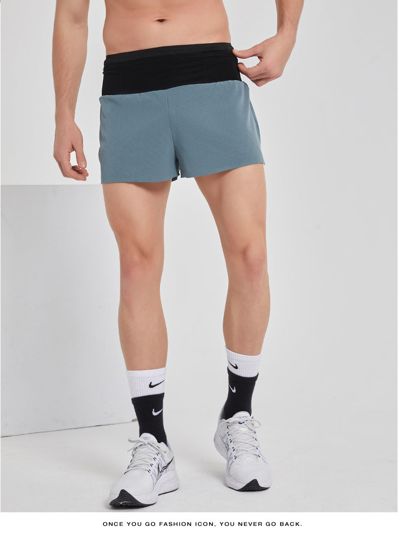 Summer Running Racing Shorts Checkered Cloth Quick-Drying Breathable Marathon Seamless Multi-Flap Pocket Pants Off-Road Fitness Casual Pants for Men