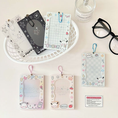 Original Cute puppy magnetic three-inch acrylic card holder brick desktop protective card Film card holder
