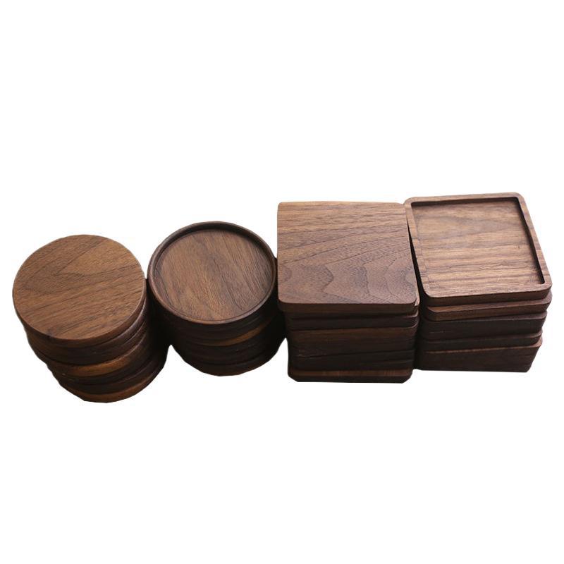 Wooden Coaster Black Walnut Square Coaster Wooden Insulation Pad Solid Wood Coaster Engraved Logo