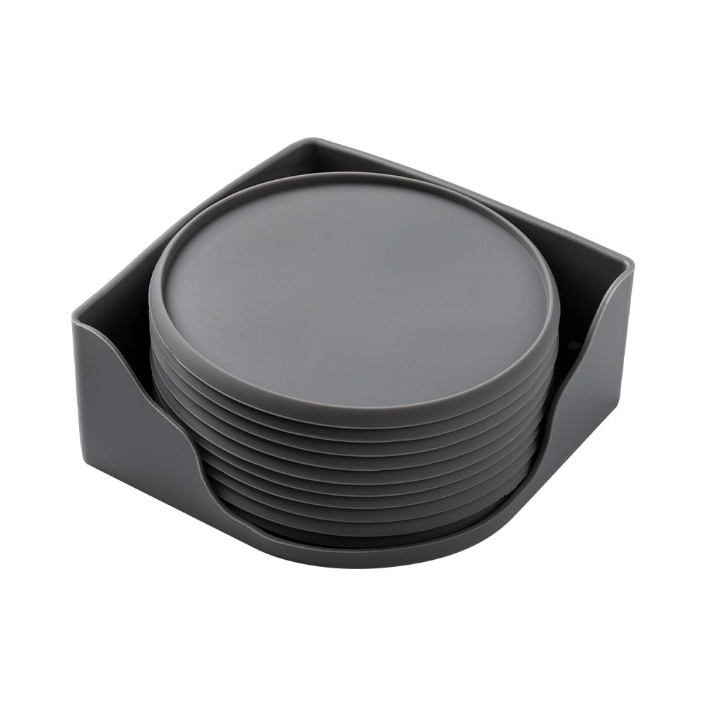 Wholesale Round 10cm Silicone Coaster Set with Cup Holder for Storing Food-Grade Tea Cups