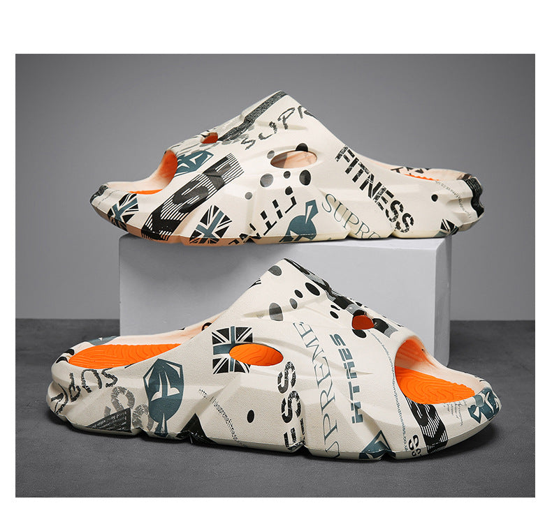 Coconut Slippers for Men to Wear Outside in Summer, Non-Slip Thick Soles for Stepping on Shit, Home Bathing, Men's Outdoor Sports Beach Sandals