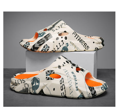 Coconut Slippers for Men to Wear Outside in Summer, Non-Slip Thick Soles for Stepping on Shit, Home Bathing, Men's Outdoor Sports Beach Sandals