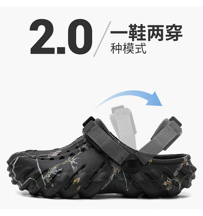 One Shoe, Two Wear, Fashionable Large Size Cross-Border Clogs, Men's Outer Wear, Casual Toe-Toe Slippers, Outdoor Trendy Men's Beach Shoes