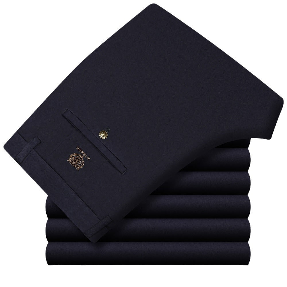 Wholesale Tiger Head Embroidered Stretch Pants Men's Casual Long Pants Men's Black Thin Straight Business Dress Pants