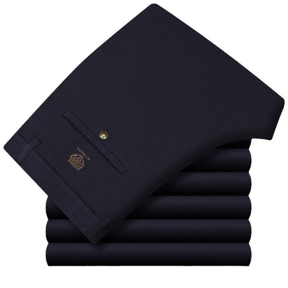 Wholesale Tiger Head Embroidered Stretch Pants Men's Casual Long Pants Men's Black Thin Straight Business Dress Pants