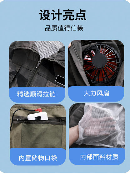 Summer Cooling Air-Conditioned Clothing for Men, Refrigeration Clothing with Fan, Welding Site Heatstroke Prevention Labor Protection Work Clothes