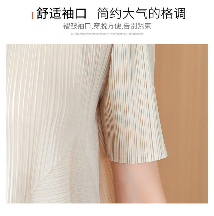 High-End Elegant Pleated Dress for Women, 2026 Summer New French Style Short-Sleeve Floral Dress