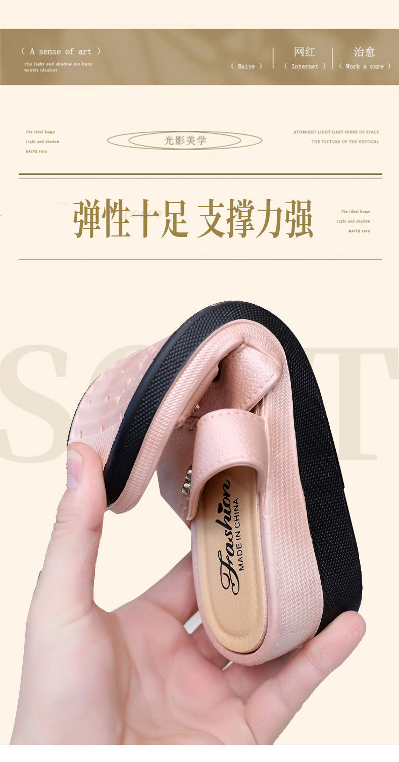 Newly Launched Women's High-Heeled Trendy Slippers, Non-Slip, Wear-Resistant, Casual, Versatile, Comfortable, Soft High-Heeled Slippers for Women
