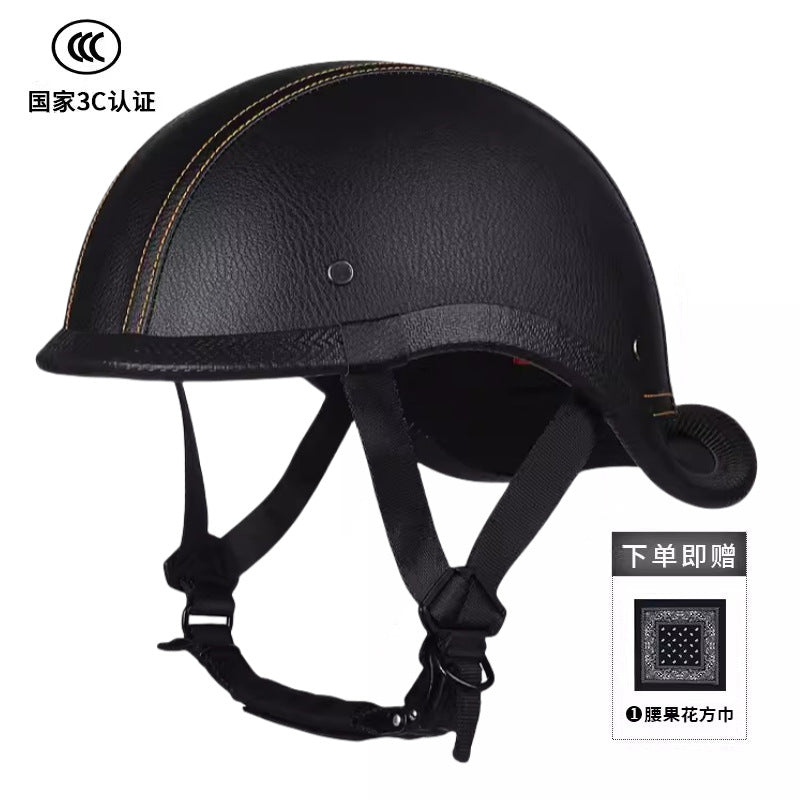New National Standard 3C Retro Flip-Up Helmet for Women, Motorcycle Half-Helmet for Men, Electric Scooter Helmet, Cruiser Helmet for Riding