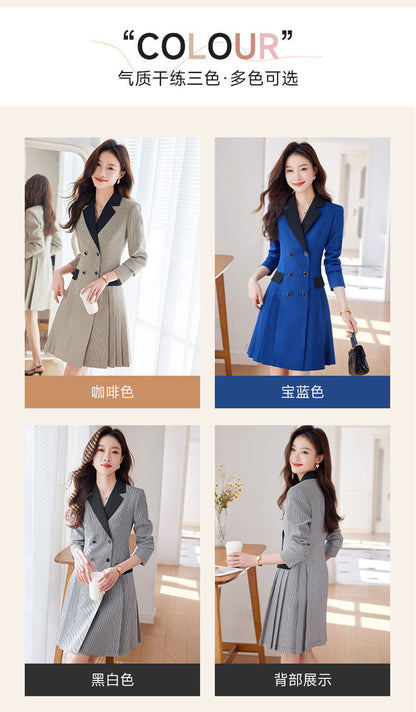 French Hepburn Style Small Black Dress High Sense High Cold Royal Sister Fried Street Small Fragrance Style Pleated Professional Suit dress Summer