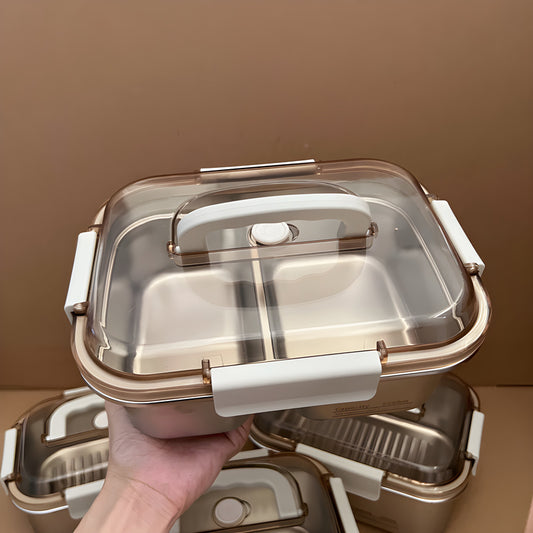 304 Stainless Steel Preservation Box Food Sealed Lunch Box for Microwave Lunch Box Large Capacity Square with Handler by PDG ibma
