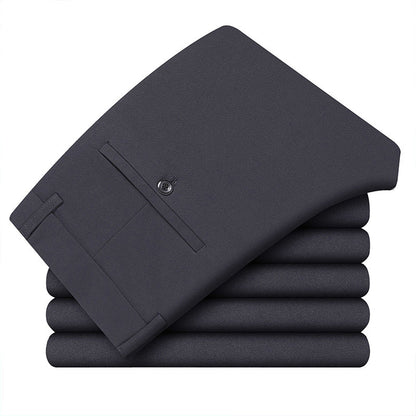 Men's Casual Trousers for Foreign Trade, Loose and Fattened, No-Iron Straight Suit, Business Elastic Trousers Wholesale