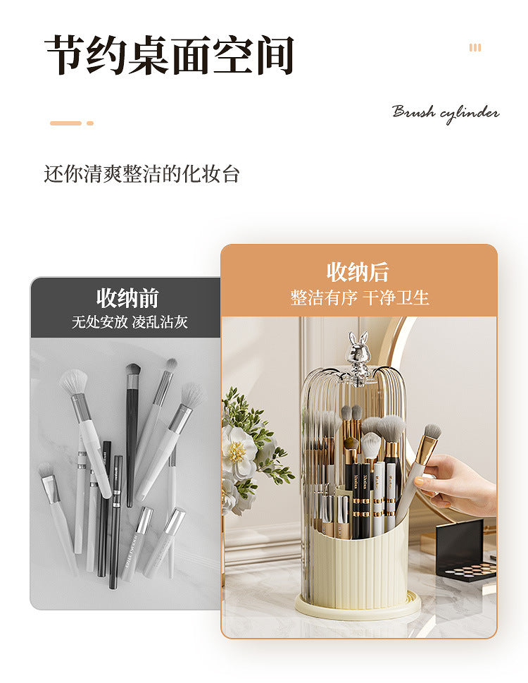 High-End Cosmetics Storage Box Rotating Makeup Brush Storage Tube Lipstick Dressing Table Desktop Eyebrow Pencil Comb Pen Holder