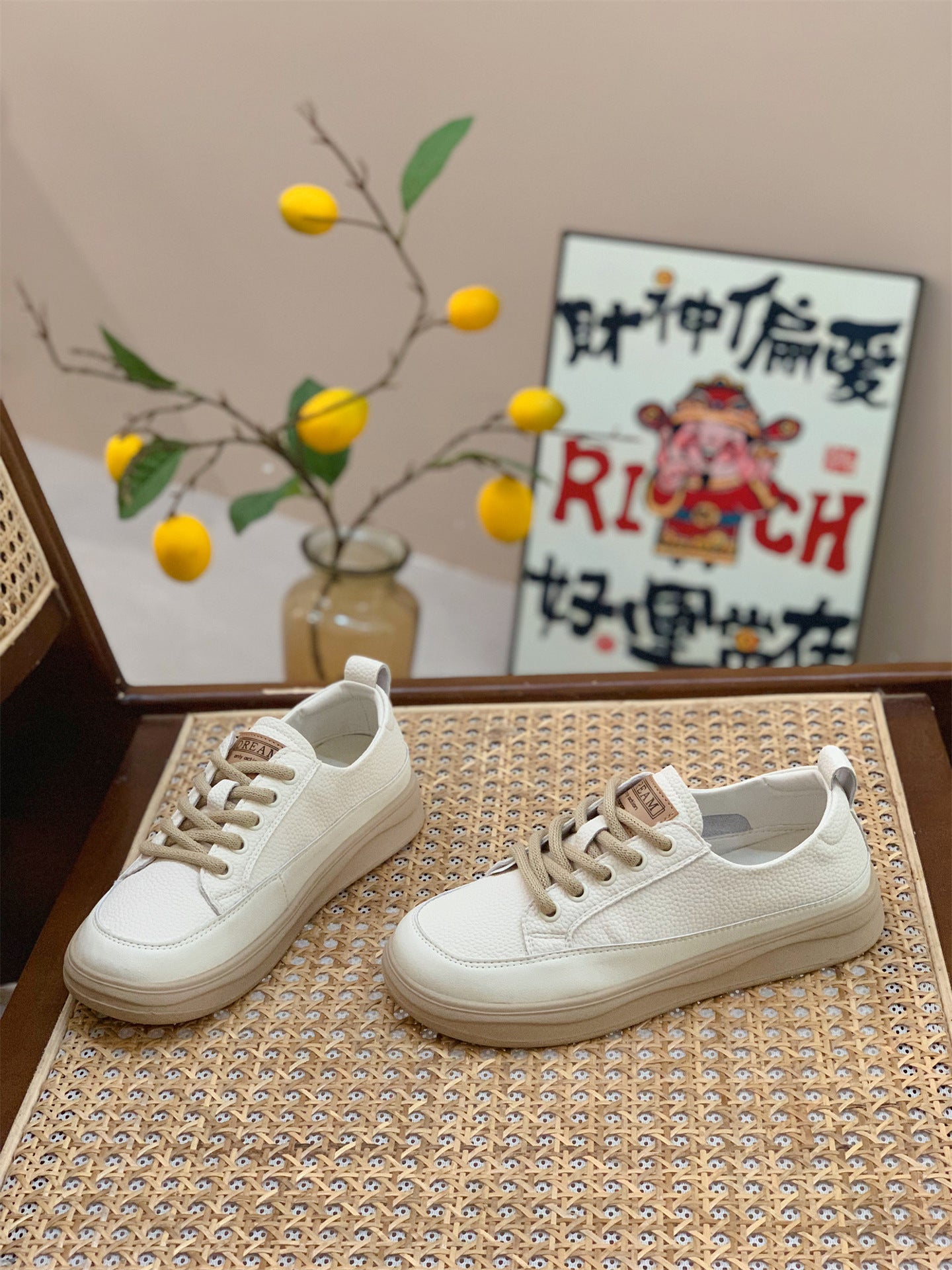 Genuine Leather Retro Sneakers for Women 2025 Spring & Fall New Niche High-Bottom Soft-Soled White Shoes Flats-Soled Sports and Casual Shoes