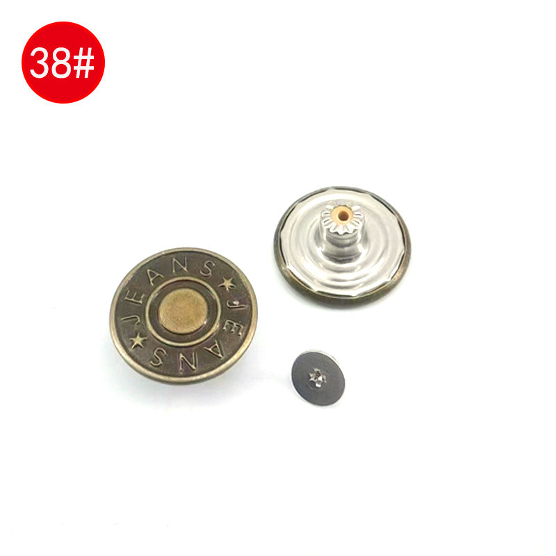 Wholesale In-Stock Waist-Cinching Button-Free Detachable Jeans Buttons, Eco-Friendly Buttons, Screw Metal I-Shaped Buckles