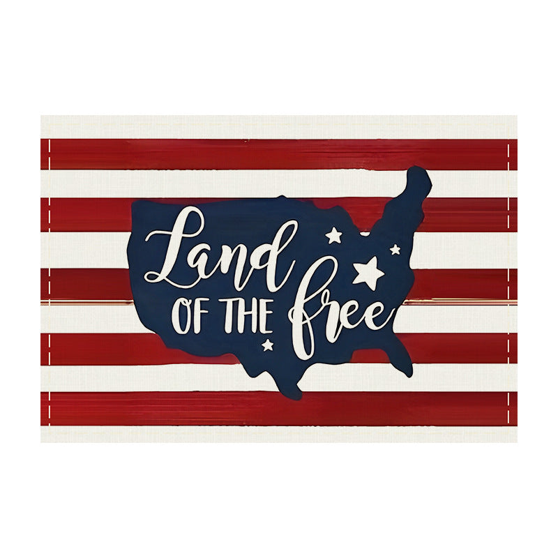 JIT Cross Border Independence Day Placemat Amazon New Linen Printed Placemat Star Flag Dining Table Decorative Placemat