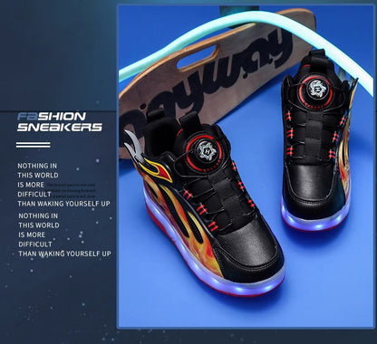 Children's Heelys Shoes, Retractable and Lighted, Boys' Flying Shoes with Wheels, Primary School Students' Roller Skate Shoes