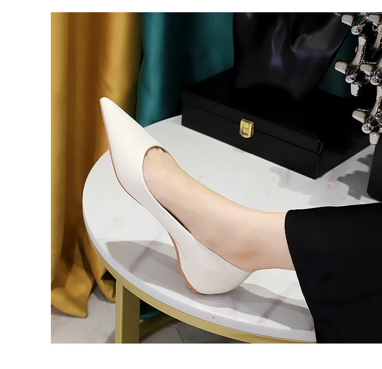 Patent Leather Women Flats Lady Sexy Evening Party Slip On Flat Shoes Women Sharp Pointed Low Heel Shoes Leisure Female Shoes