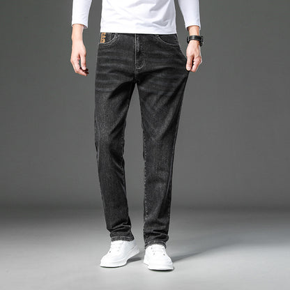 Light Luxury Smoke Grey Jeans Men's Straight Loose Summer Thin Men's Pants 2025 New Casual Trendy Trousers