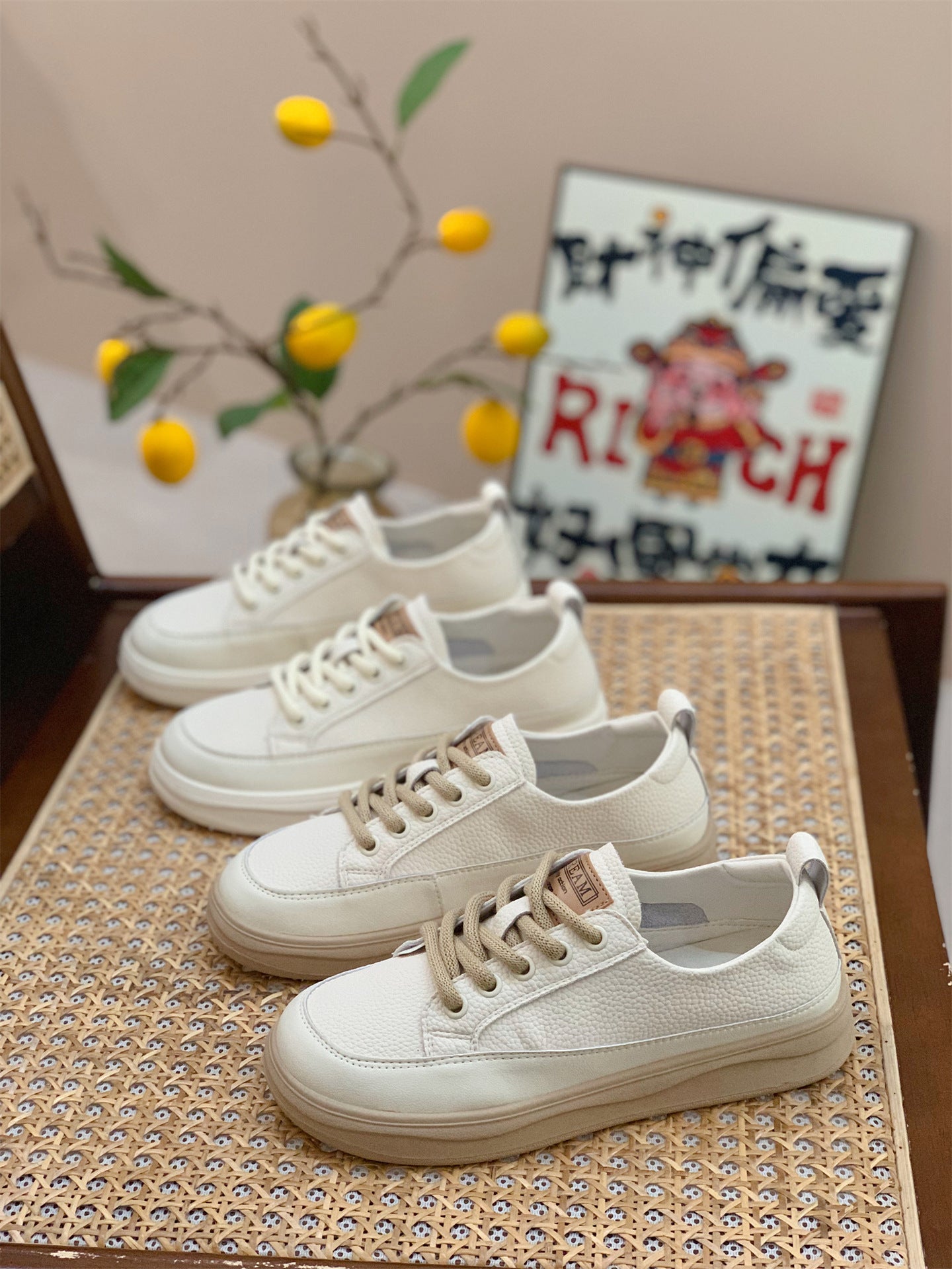 Genuine Leather Retro Sneakers for Women 2025 Spring & Fall New Niche High-Bottom Soft-Soled White Shoes Flats-Soled Sports and Casual Shoes