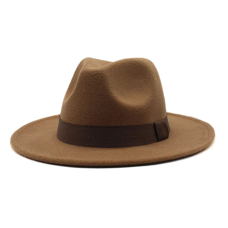 2023 New Hot Wide Brim Felt Fedora Hats With Bee Ribbon Autumn Winter Wedding Party Trilby Hat Men Gentleman Jazz Hats 56-58CM