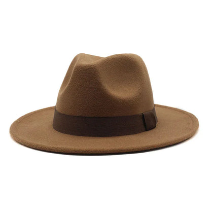 2023 New Hot Wide Brim Felt Fedora Hats With Bee Ribbon Autumn Winter Wedding Party Trilby Hat Men Gentleman Jazz Hats 56-58CM