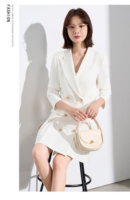 French Hepburn Style Small Black Dress High Sense High Cold Royal Sister Fried Street Small Fragrance Style Pleated Professional Suit dress Summer